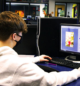 Student working on computer 