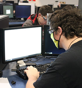 Student at desktop computer