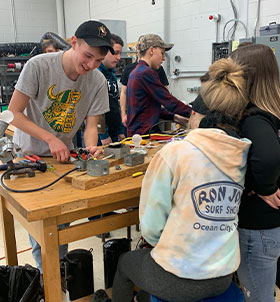 Students working on HVAC project